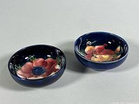 Both Moorcroft bowls top view showing size and design