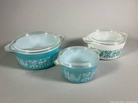 All three Butterprint casseroles with lids displayed
