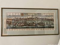 Full view of framed engraving showing entire artwork and frame