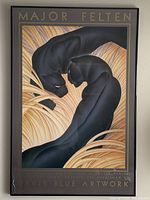 Full view of framed Black Panthers poster showing artist and publisher text