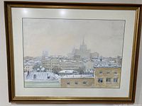 full view of framed painting hanging on wall