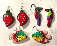 Front view of all three earring pairs