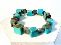 Bracelet showing cube and oval beads