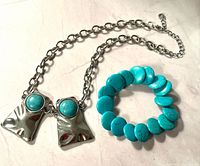 Necklace, bracelet overview showing design and color