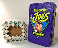 Front view of frame and tin closed