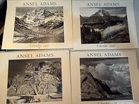 Group shot of four Ansel Adams calendars for 1993, 1992 and two additional years