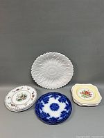 Front view of all plate types grouped together