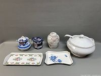 Group shot of all six porcelain pieces