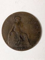 Reverse of 1912 half penny showing seated Britannia and date