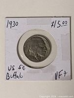 Obverse of 1930 Buffalo nickel in 2x2 holder