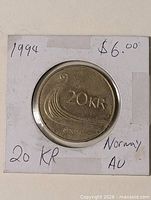 Reverse showing Viking ship and 20 KR denomination