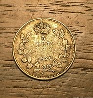 Reverse showing crown, denomination, wreath and date 1920