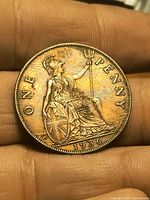 Reverse of 1936 one penny showing seated Britannia design