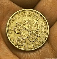 Reverse showing crossed cutlass and shields with 55 CENTS denomination and date 1955