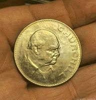 Reverse side showing Churchill profile and lettering