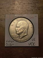 Obverse of 1972 Eisenhower dollar in holder