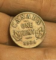 Reverse of 1936 Canada one-cent coin