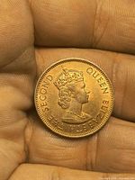 Obverse of 1965 British Caribbean Territories 1 cent coin showing Queen Elizabeth II bust