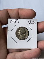 Obverse of 1959 Jefferson nickel in 2x2 flip