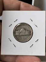 Reverse of 1964 Jefferson nickel in 2×2 holder