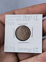 Reverse of 1950 Canadian cent in holder