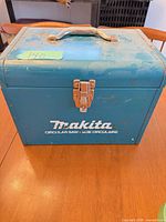 Blue Makita steel carry case closed