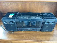 Front view of Sony dual cassette boom box with both detachable speakers