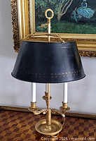 Full view of bouillotte lamp with shade