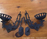 Full view of both brackets and mount plates on wood surface