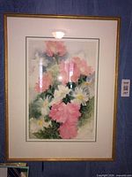 Full view of framed watercolour in gold frame