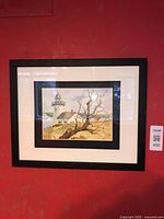 Full view of framed watercolour on wall