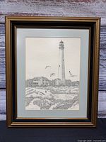 Framed etching full view with mat and frame