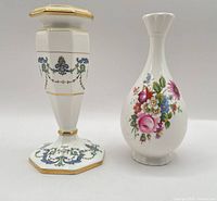 Candlestick and vase side by side full view