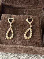 front view of both gold earrings in presentation box