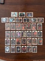 All 36 KISS Series 1 cards laid out on table, full view