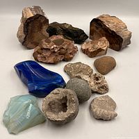 All twelve geological specimens group view