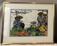 Full view of framed watercolour painting