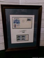 Full view of framed Gettysburg first day issue display