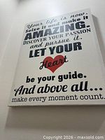 Front view of canvas print showing full quote and red heart graphic