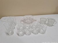 Front view showing all glassware pieces