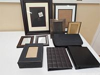 All frames and albums arranged on table