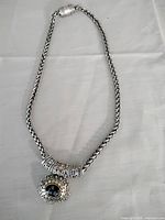 Full view of necklace showing chain, clasp, and pendant