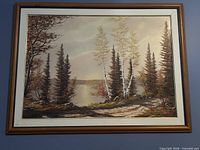 Full framed Erkki Jalava oil landscape painting on wall