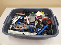 Top view of tote showing mixed LEGO and Technic parts