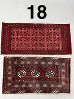 Both rugs laid flat showing full patterns