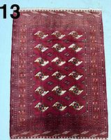 Full view of rug showing overall pattern and borders