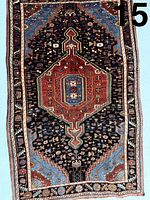 Full view of Nahavand rug showing complete design and dimensions reference