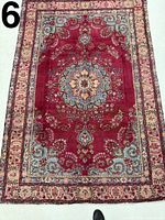 Full view of Mashad Persian rug showing overall design and colour