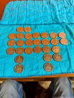 All coins laid out on cloth