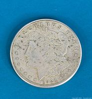 Obverse of 1921 Morgan dollar, date and details visible